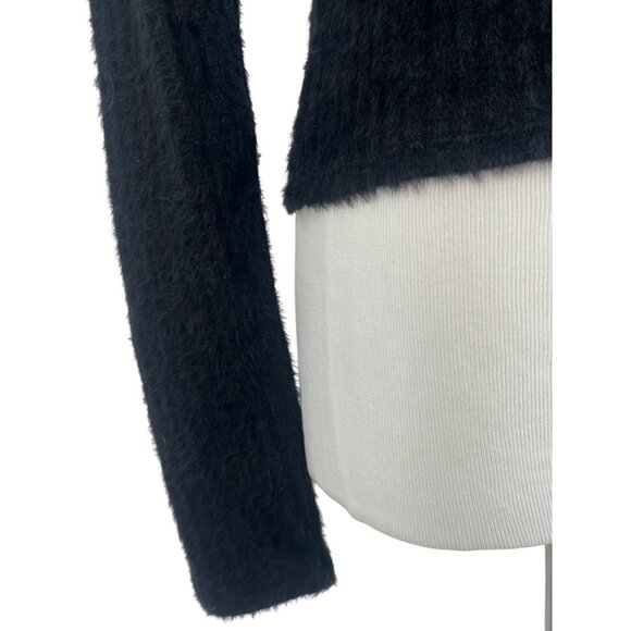 NWT Hollister Black Button Front V-Neck Long Sleeve Soft Fuzzy Sweater Top - Picture 9 of 13